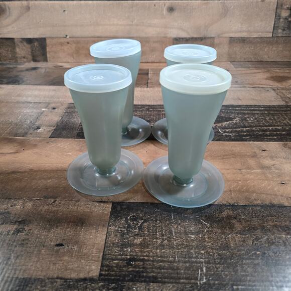Vintage Tupperware Tall Parfait Dessert Sundae Cup Set of 4 Smoke Gray Model 754 - Picture 1 of 4